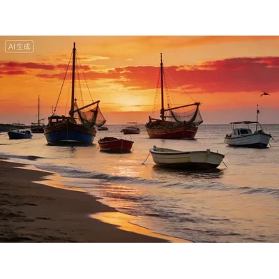 动态-岸边的小船晚霞 (4)