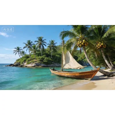 动态-海上海岛与船的画面