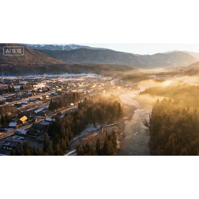 动态-郊外宁静村落清晨