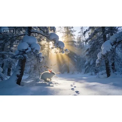 动态-森林雪景与丁达尔光 (3)