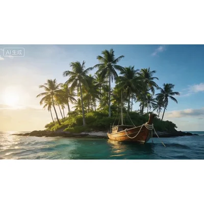 动态-海上海岛与船的画面 (1)