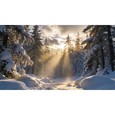 动态-森林雪景与丁达尔光 (4)