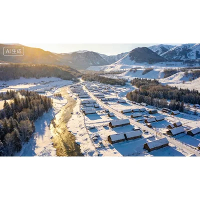 动态-郊外宁静村落航拍