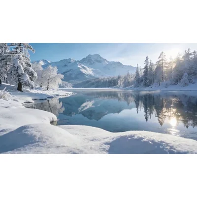 动态-天湖雪景与阳光 (1)