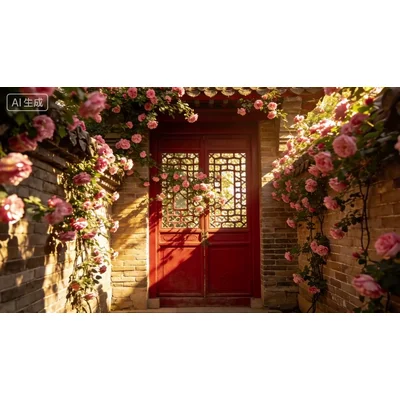 动态-蔷薇红色大门